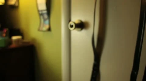 Creepy Door Handle Stock Footage