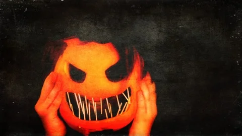 Creepy Floating Pumpkin Head Stock Footage 115951265