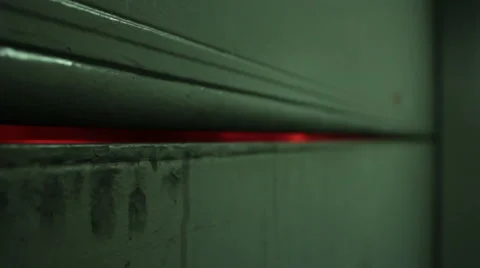 Creepy Freight Elevator Door Opening With Red Light Stock Footage 50451325