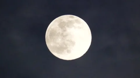 Creepy full moon, passing clouds - mystical night sky halloween background Stock Footage 154506567