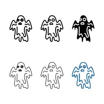 Creepy ghost color icon vector looks Stock Illustration