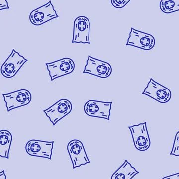 Creepy ghost line vector seamless pattern Stock Illustration