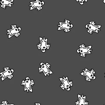 Creepy ghost vector seamless pattern Stock Illustration