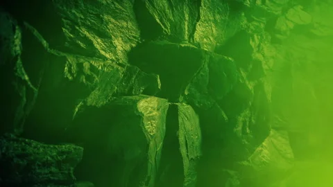 Creepy Green Cave Wall With Mist Fantasy Scene Stock Footage 337947202