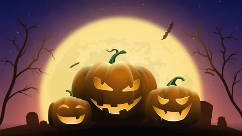 Creepy Halloween midnight cartoon loop animation. Halloween concept. Stock Footage 204487683
