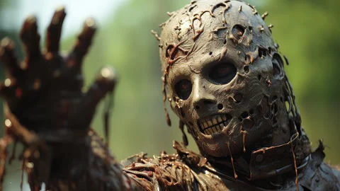 Creepy Horror Monster with Distorted Face and Reaching Hand in a Gruesome Sce Stock Footage 311662443