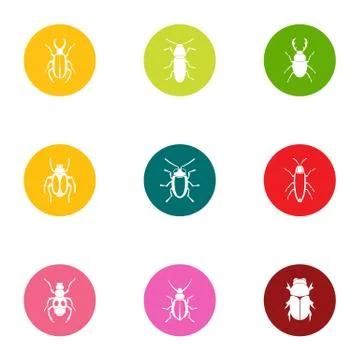 Creepy icons set, flat style Stock Illustration