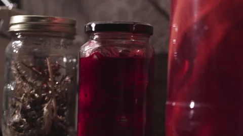 Creepy Jars with various objects inside Stock Footage 54830516