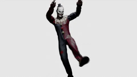 A creepy jester dances. A clown dancing. A nightmarish atmosphere of fear and Video stock 192828044