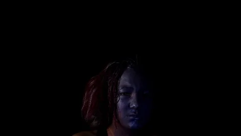 Creepy kid in makeup at the bottom of the screen Stock Footage 123098136