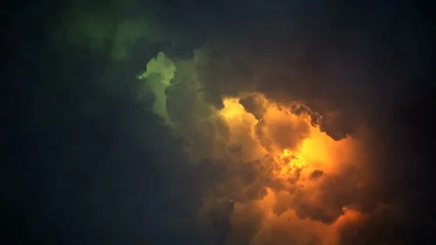 Creepy Lightning Storm in Cloudy Sky Stock Footage 91892735