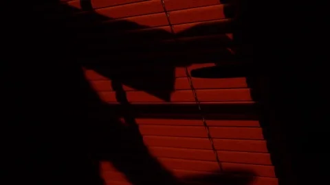 Creepy Murderer with knife opens door - silhouette 1 스톡 동영상 81205045