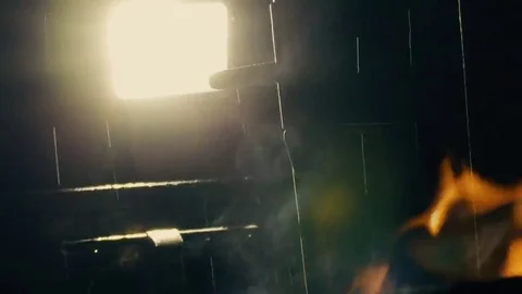 Creepy night lamp fire Stock Footage 69178237