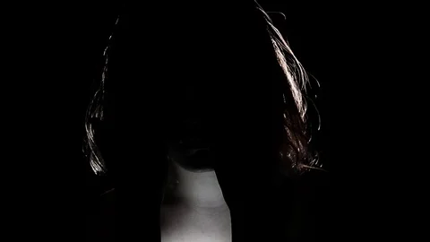 Creepy person in the dark Stock Footage 121242741