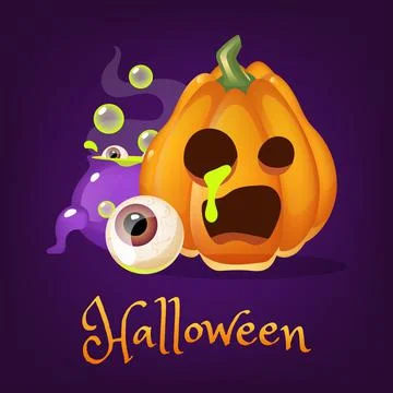 Creepy pumpkin cartoon vector illustration Stock Illustration
