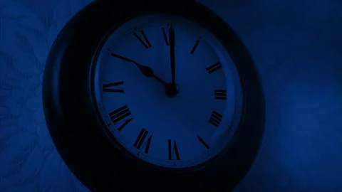 Creepy Shadows Over Clock In Dark House Stock Footage 305484981