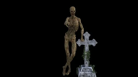 Creepy Skeleton and Cross Video stock 117066478