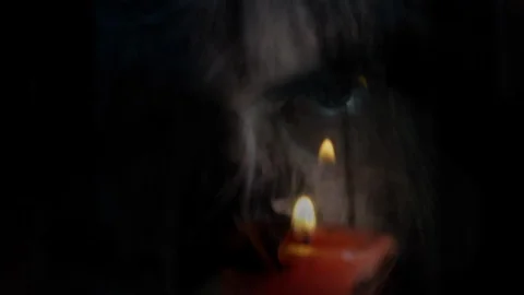 Creepy Smoky Face Staring Camera, Loop Ready Stock Footage 123701597