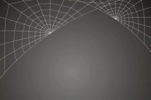 Creepy spider web on a gray background Stock Illustration