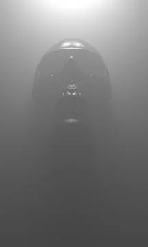 Creepy Stylized 3D Rendered Skull in Fog Haze Background 写真素材