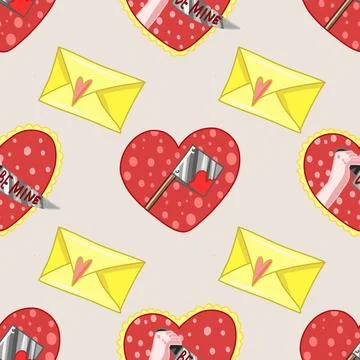 Creepy Valentine seamless pattern, Spooky Valentine, Pastel Goth digital Stock Illustration
