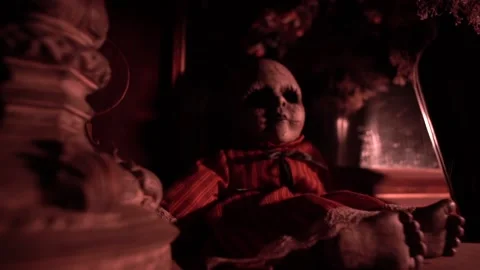 Creepy Vintage Doll on Shelf Stock Footage