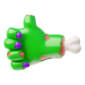 Creepy zombie green hand thumbs up gesture, like and confirm sign 3D vector icon Stock Illustration