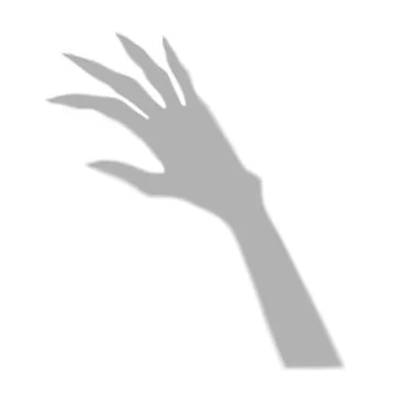 Creepy Zombie hand reaching up vector icon, cartoon shadow of Halloween monster Illustrazione stock