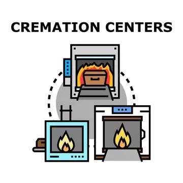 Cremation centers processing human remains concept Stock Illustration