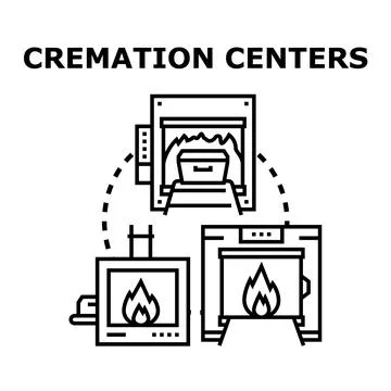 Cremation centers processing human remains concept Stock Illustration