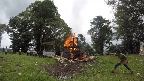 Cremation process is almost complete Bali Indonesia Video stock 119800694