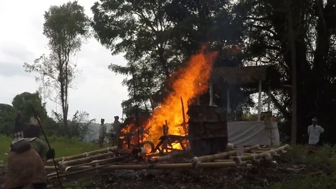 Cremation process is complete Ngaben Bali Indonesia Stock Footage 119801234