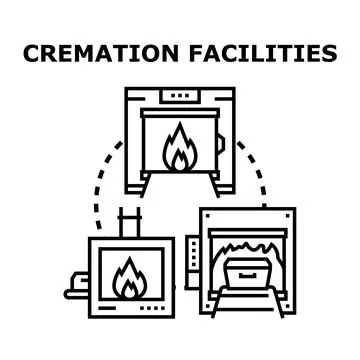 Cremation processing with facilities and equipment Stock Illustration