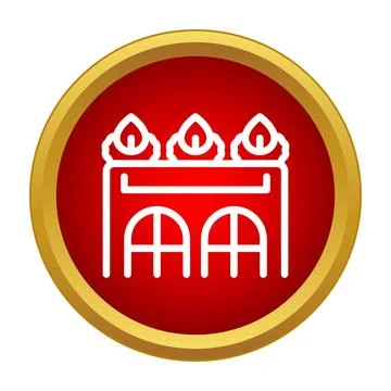 Crematorium building icon with burning flames Stock Illustration
