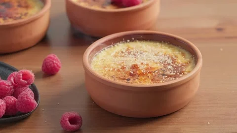 Creme brulee dessert Stock Footage 153017405