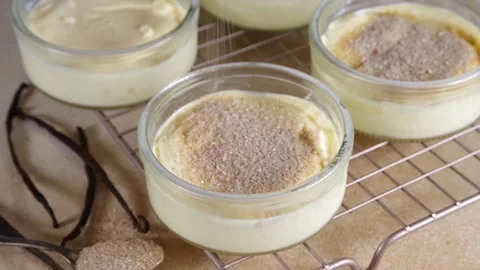 Creme brulee dessert Stock Footage 202662819