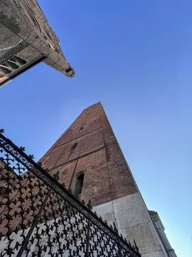 Cremona cathedral panoramic view from below Stock Photos