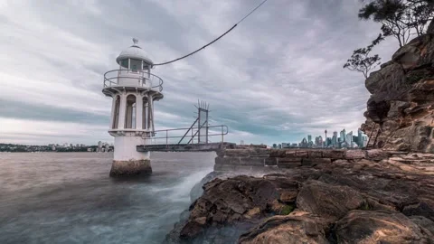 Cremorne Point Lighthouse Timelapse Stock Footage 196051427