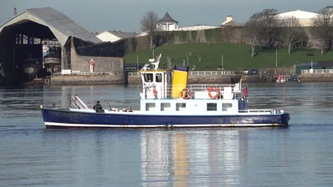 Cremyll ferry working between Mount Edgcumbe Cornwall and Plymouth Devon England Stock Footage 131233873