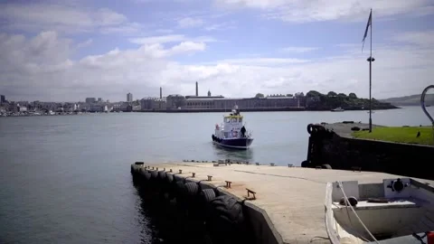 Cremyll ferry working between Mount Edgcumbe Cornwall and Plymouth Devon England Stock Footage 134568249