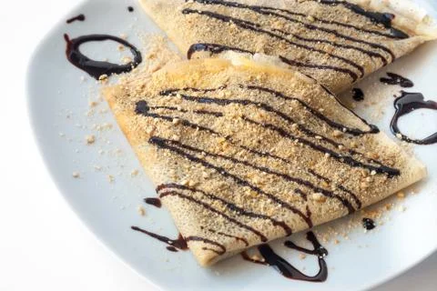 Crepe with chocolate Stock Photos