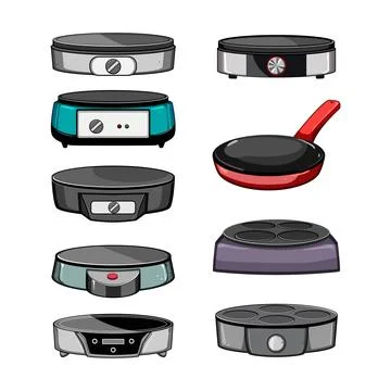 Crepe maker set cartoon vector illustration Illustrazione stock