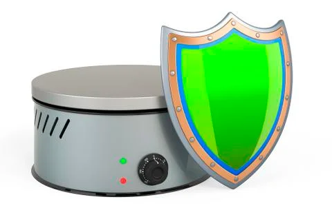 Crepe maker with shield, 3D rendering Illustrazione stock