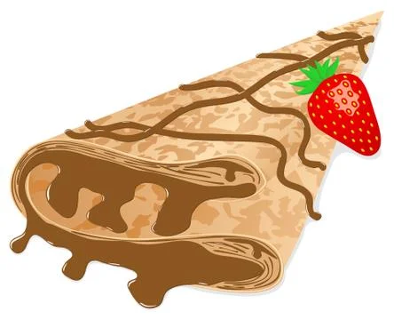 Crepe (pancake) with chocolate and strawberry Illustrazione stock