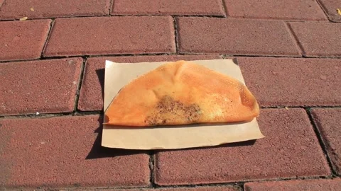 Crepes are a snack shaped like a thin round pancake with a crispy Video stock 287326160