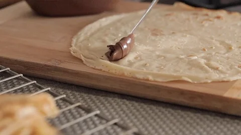 Crepes chocolate Stock Footage 130032922