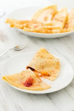 Crepes with fruit Stock Photos