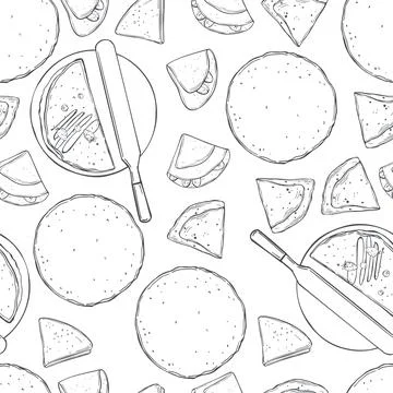 Crepes, thin pancakes. Vector pattern Illustrazione stock
