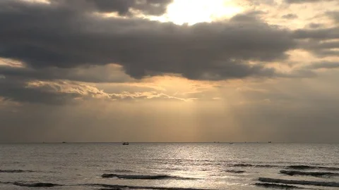 Crepuscular Rays Over The Sea Stock Footage 85236987