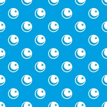 Crescent and star pattern seamless blue Illustrazione stock